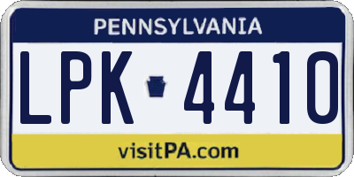 PA license plate LPK4410