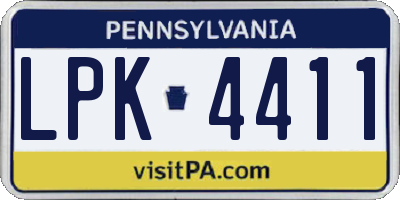 PA license plate LPK4411