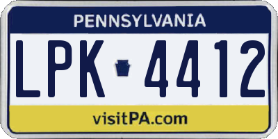 PA license plate LPK4412