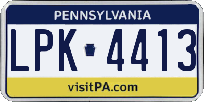 PA license plate LPK4413
