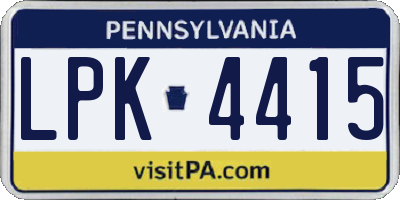 PA license plate LPK4415