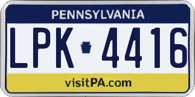 PA license plate LPK4416