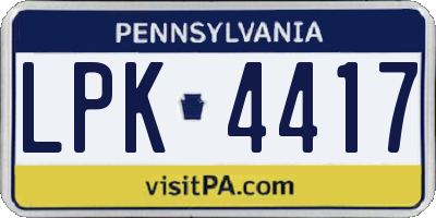 PA license plate LPK4417