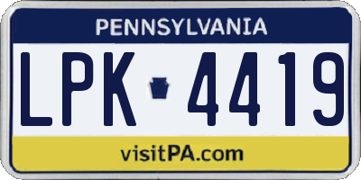 PA license plate LPK4419