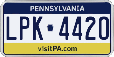 PA license plate LPK4420