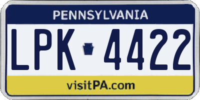 PA license plate LPK4422