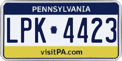 PA license plate LPK4423