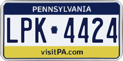 PA license plate LPK4424