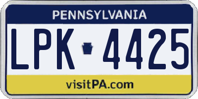 PA license plate LPK4425