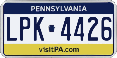 PA license plate LPK4426