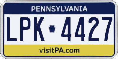 PA license plate LPK4427