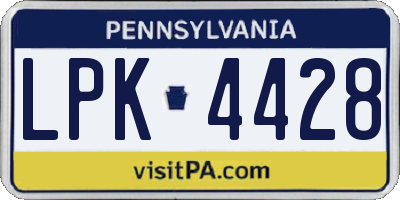 PA license plate LPK4428