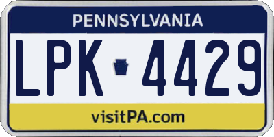 PA license plate LPK4429