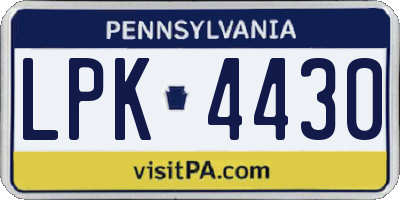 PA license plate LPK4430