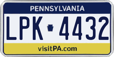 PA license plate LPK4432