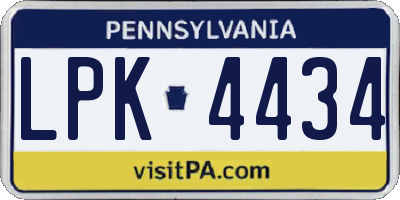 PA license plate LPK4434