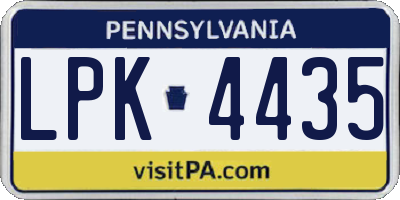 PA license plate LPK4435