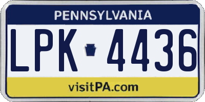 PA license plate LPK4436