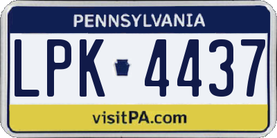 PA license plate LPK4437