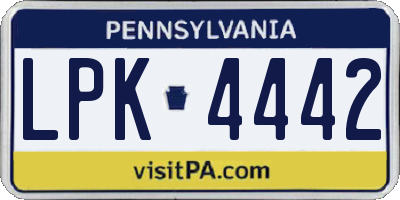 PA license plate LPK4442