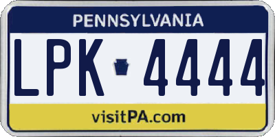 PA license plate LPK4444