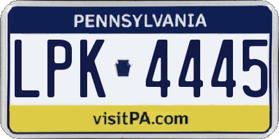PA license plate LPK4445