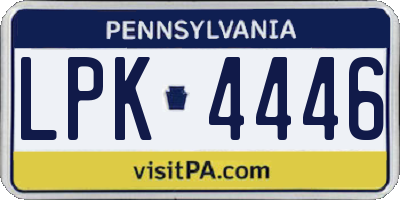 PA license plate LPK4446