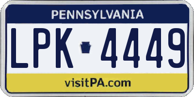PA license plate LPK4449