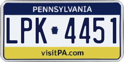 PA license plate LPK4451