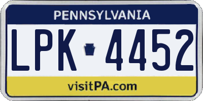 PA license plate LPK4452