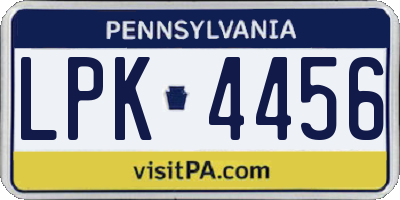 PA license plate LPK4456