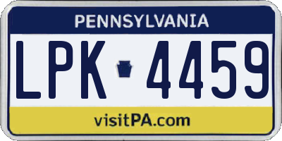 PA license plate LPK4459