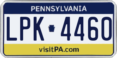 PA license plate LPK4460