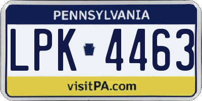 PA license plate LPK4463