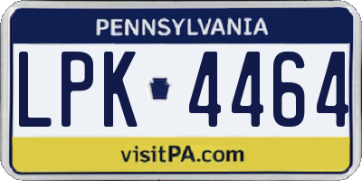 PA license plate LPK4464