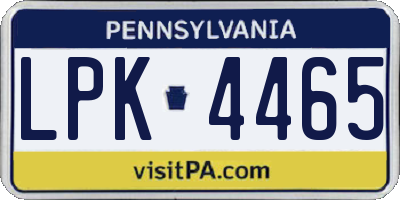 PA license plate LPK4465