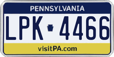 PA license plate LPK4466