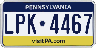 PA license plate LPK4467