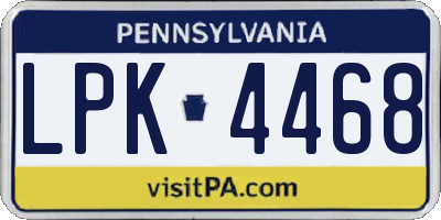 PA license plate LPK4468