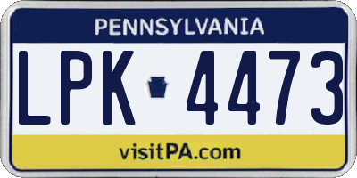 PA license plate LPK4473