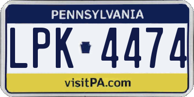 PA license plate LPK4474