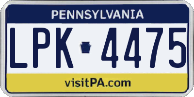 PA license plate LPK4475