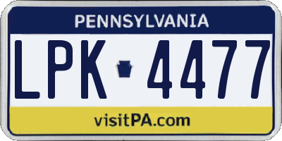 PA license plate LPK4477