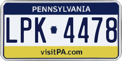 PA license plate LPK4478