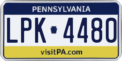 PA license plate LPK4480
