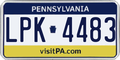 PA license plate LPK4483