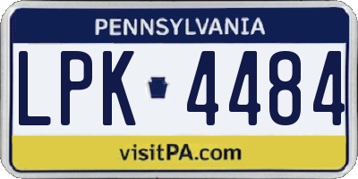 PA license plate LPK4484