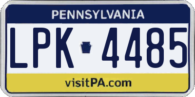 PA license plate LPK4485