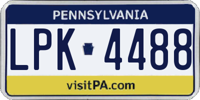 PA license plate LPK4488