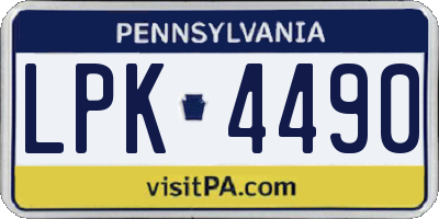 PA license plate LPK4490